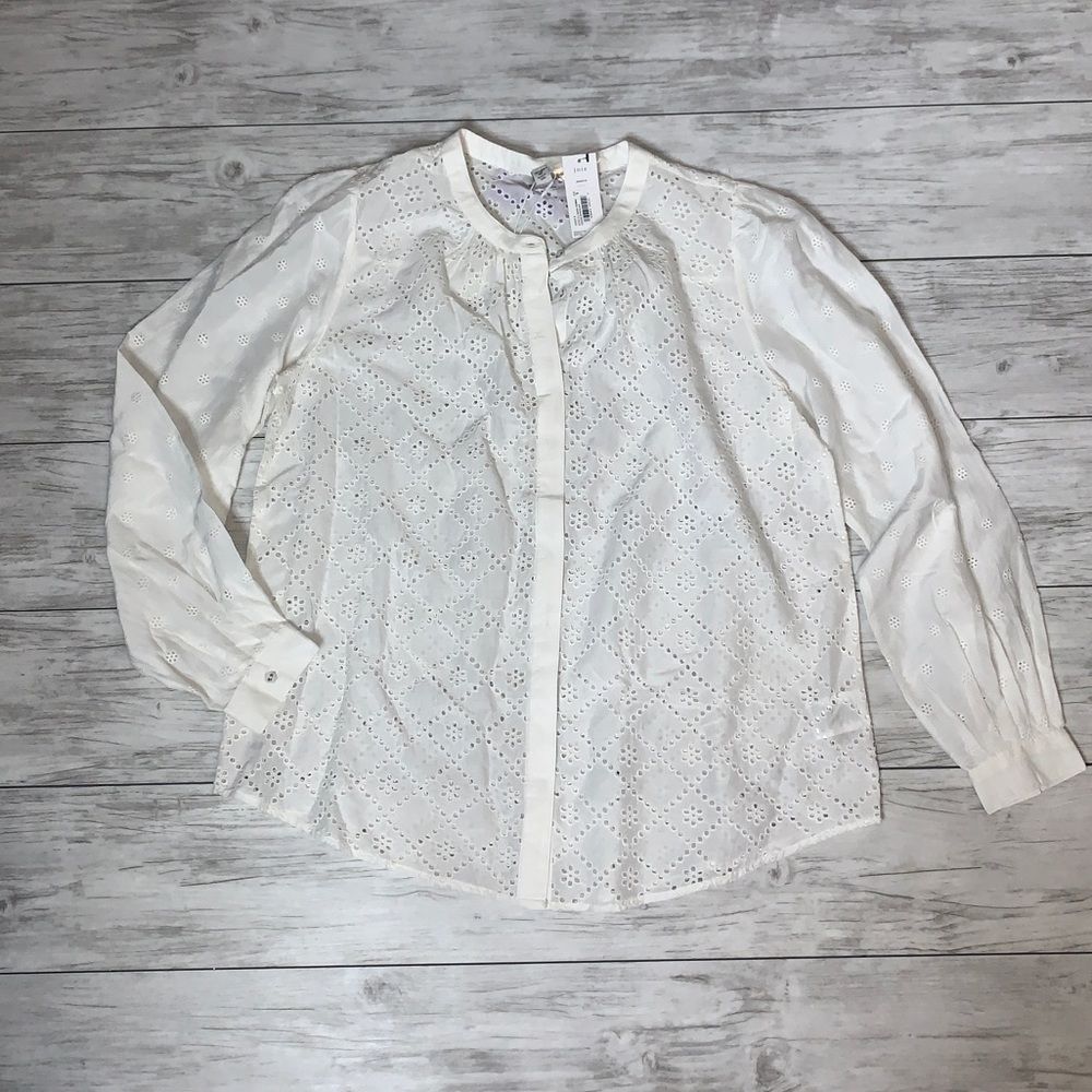 Joie White Button Up Eyelet Top Small , Medium NWT